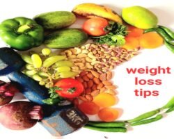 Healthy foods with exercise equipment, Weight Loss Concept-Photo.